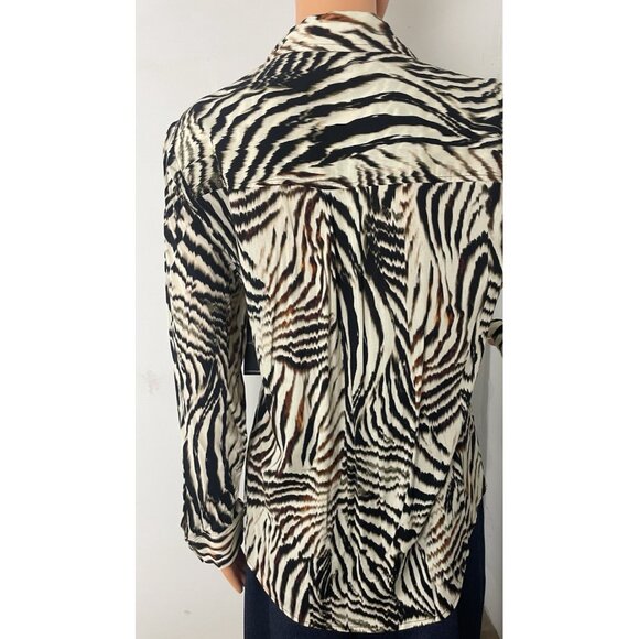 Liverpool Los Angeles Blouse Button Up Allover Patchwork Animal Print Size M NWT - Picture 7 of 16